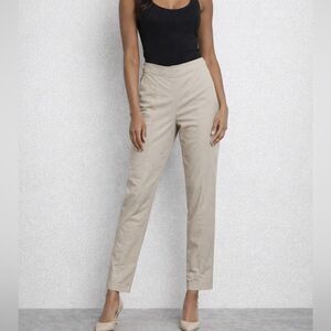 Georges Rech Paris Beige Tailored Pants Side Zip Slim Leg US 8 Chic